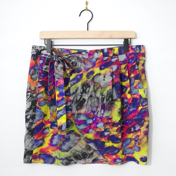 Amanda Uprichard Dresses & Skirts - Revolve Rainbow Leopard Cheetah Wrap Skirt